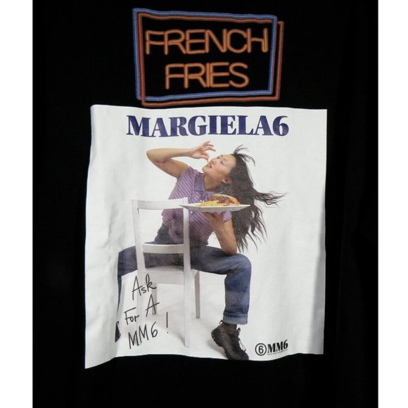 Maison Margiela MM6 French Fries Black Oversized Tee Men's Size Small - Picture 8 of 11